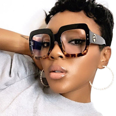 Anti Blue Light Oversized Glasses Frame Women Fashion Luxury Brand Square Big Frame Clear Lens Transparent Frames Vintage