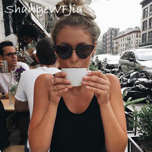 Load image into Gallery viewer, 2023 Black  Women Colour   Cat Eye Sunglasses  Metal Reflective flat lens Sun Glasses Female oculos