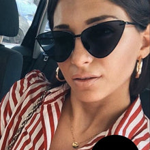 Load image into Gallery viewer, 2023 Black  Women Colour   Cat Eye Sunglasses  Metal Reflective flat lens Sun Glasses Female oculos