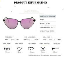 Load image into Gallery viewer, 2023 Black  Women Colour   Cat Eye Sunglasses  Metal Reflective flat lens Sun Glasses Female oculos