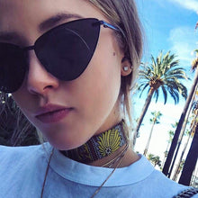 Load image into Gallery viewer, 2023 Black  Women Colour   Cat Eye Sunglasses  Metal Reflective flat lens Sun Glasses Female oculos