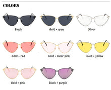 Load image into Gallery viewer, 2023 Black  Women Colour   Cat Eye Sunglasses  Metal Reflective flat lens Sun Glasses Female oculos