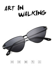 Load image into Gallery viewer, 2023 Black  Women Colour   Cat Eye Sunglasses  Metal Reflective flat lens Sun Glasses Female oculos