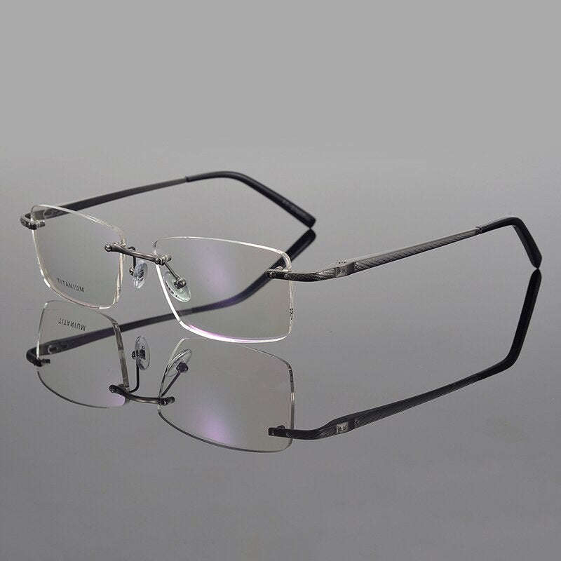 2023 Brand titanium glasses frame men Rimless frame glasses eye glasses frames for men spectacle frames mens myopia eyeglasses