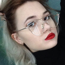 Load image into Gallery viewer, 2023 Cat Eye vintage Brand designer rose gold mirror Eyeglasses For Women Metal Clear lens Glasses Female oculos