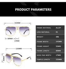 Load image into Gallery viewer, 2022 Classic Oversized Sunglasses Men Luxury Brand Design Women Sun Glasses Square retro Oculos de sol Male UV400 Mirror Eyewear