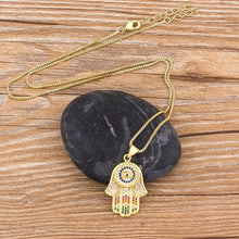 Load image into Gallery viewer, 2020 Dropshipping Hamsa Evil Eye Necklace For Women Collares  Colorful Palm Fatima Necklace Best Party Birthday Jewelry Gift