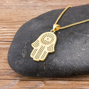2020 Dropshipping Hamsa Evil Eye Necklace For Women Collares  Colorful Palm Fatima Necklace Best Party Birthday Jewelry Gift