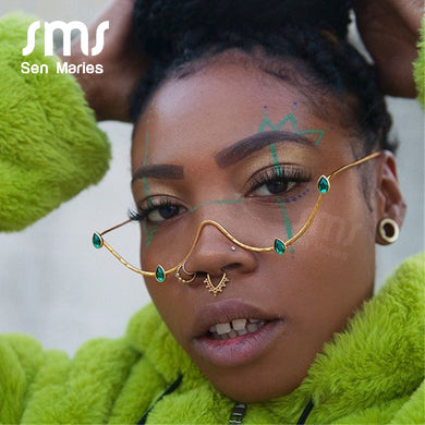 2023 Crystal Sunglasses Frames For Women Wave Eyeglasses Alloy Frames For Men Eyewear Decoration Half Frame Glasses