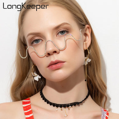 2023 Diamond Glasses Frames Women Half Frame Eyeglasses Ladies Rhinestone Wave Eyewear Decoration Spectacles