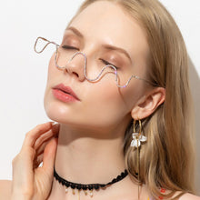 Load image into Gallery viewer, 2023 Diamond Glasses Frames Women Half Frame Eyeglasses Ladies Rhinestone Wave Eyewear Decoration Spectacles