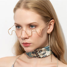 Load image into Gallery viewer, 2023 Diamond Glasses Frames Women Half Frame Eyeglasses Ladies Rhinestone Wave Eyewear Decoration Spectacles