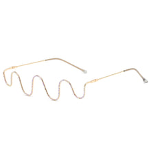 Load image into Gallery viewer, 2023 Diamond Glasses Frames Women Half Frame Eyeglasses Ladies Rhinestone Wave Eyewear Decoration Spectacles