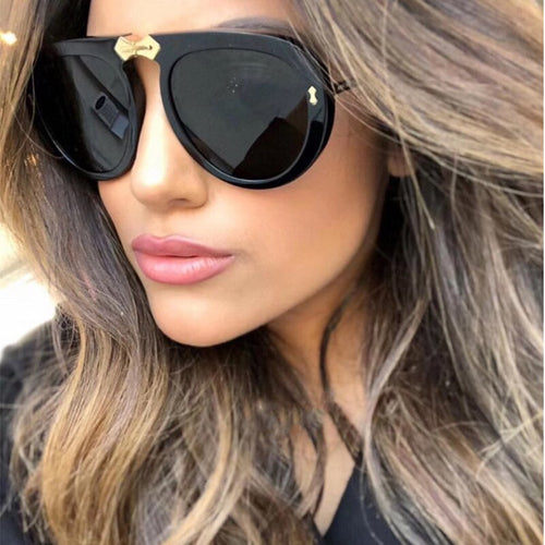 2023  Famous  Brand Design Vintage Steampunk Pilot Sunglasses Women Men Diamond Frame Filp Up Fold Sun Glasses