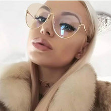 Load image into Gallery viewer, Fashion Half Frame Round Glasses Women Transparent Vintage Large Eyeglasses Gold Frames Clear Lens Glasses Men Lady Eyewear