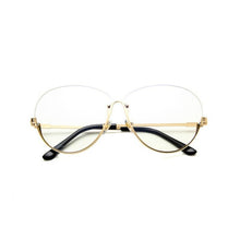 Load image into Gallery viewer, Fashion Half Frame Round Glasses Women Transparent Vintage Large Eyeglasses Gold Frames Clear Lens Glasses Men Lady Eyewear