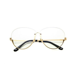 Fashion Half Frame Round Glasses Women Transparent Vintage Large Eyeglasses Gold Frames Clear Lens Glasses Men Lady Eyewear