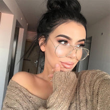 Load image into Gallery viewer, 2023 Polit Glass Frame Women Retro Clear Lens Optical Glasses Brand Designer Black Frame Alloy Eyeglasses Unisex