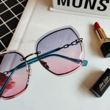 Load image into Gallery viewer, 2023 Rimless Square Sunglasses Women Crysta Arms Metal Gradient Blue Pink Cat Eye Glasses Elegant Brand Eyewear Feminino