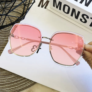 2023 Rimless Square Sunglasses Women Crysta Arms Metal Gradient Blue Pink Cat Eye Glasses Elegant Brand Eyewear Feminino