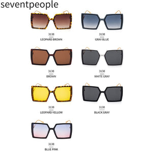 2023 Square Oversized Sunglasses Women Double D-Shaped Metal Temple Design Butterfly Shades Eyewear Retro Sun Glasses