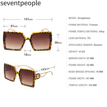 Load image into Gallery viewer, 2023 Square Oversized Sunglasses Women Double D-Shaped Metal Temple Design Butterfly Shades Eyewear Retro Sun Glasses