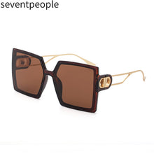 Load image into Gallery viewer, 2023 Square Oversized Sunglasses Women Double D-Shaped Metal Temple Design Butterfly Shades Eyewear Retro Sun Glasses