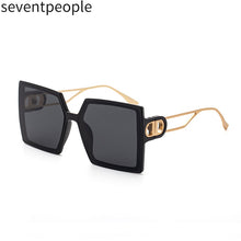 Load image into Gallery viewer, 2023 Square Oversized Sunglasses Women Double D-Shaped Metal Temple Design Butterfly Shades Eyewear Retro Sun Glasses