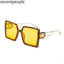 Load image into Gallery viewer, 2023 Square Oversized Sunglasses Women Double D-Shaped Metal Temple Design Butterfly Shades Eyewear Retro Sun Glasses