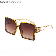 Load image into Gallery viewer, 2023 Square Oversized Sunglasses Women Double D-Shaped Metal Temple Design Butterfly Shades Eyewear Retro Sun Glasses