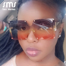 Load image into Gallery viewer, 2023 Square Sunglasses Women Brand Designer Oversized Gradient Blue Black One Piece Sun Glasses Style Shades UV400