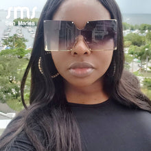 Load image into Gallery viewer, 2023 Square Sunglasses Women Brand Designer Oversized Gradient Blue Black One Piece Sun Glasses Style Shades UV400