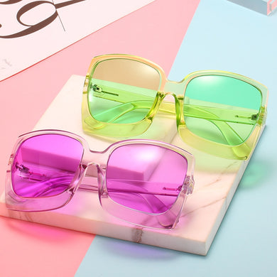 2023 Vintage Oversized Square Sunglasses Women  Brand Big Frame Gradient Colorful Rivet Sun Glasses UV400 Shades