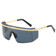 Load image into Gallery viewer, 2023 Windproof Goggle Sunglasses Men Women One Piece Lens Brand Oversized Flat Top Wrap Metal Sun Glasses For Male UV400