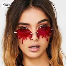 Load image into Gallery viewer, 2023 Funny Tassel Tears Rimless Sunglasses Women Brand Design Metal Frame Clear Lens Retro Eyewear Party Sun Glasses Shades UV