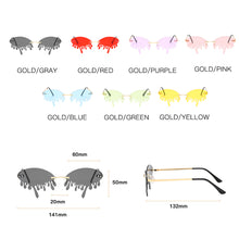 Load image into Gallery viewer, 2023 Funny Tassel Tears Rimless Sunglasses Women Brand Design Metal Frame Clear Lens Retro Eyewear Party Sun Glasses Shades UV