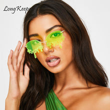 Load image into Gallery viewer, 2023 Funny Tassel Tears Rimless Sunglasses Women Brand Design Metal Frame Clear Lens Retro Eyewear Party Sun Glasses Shades UV