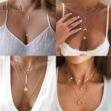 Load image into Gallery viewer, 2020 Gold Long Chain Necklace Chokers For Women Multilayer Geometric Cross Pendant Necklaces Boho Maxi Statement Party Jewelry