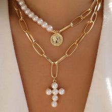 Load image into Gallery viewer, 2020 Gold Long Chain Necklace Chokers For Women Multilayer Geometric Cross Pendant Necklaces Boho Maxi Statement Party Jewelry