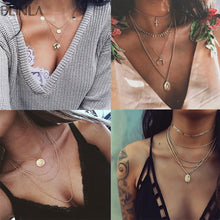 Load image into Gallery viewer, 2020 Gold Long Chain Necklace Chokers For Women Multilayer Geometric Cross Pendant Necklaces Boho Maxi Statement Party Jewelry