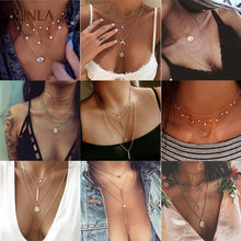 Load image into Gallery viewer, 2020 Gold Long Chain Necklace Chokers For Women Multilayer Geometric Cross Pendant Necklaces Boho Maxi Statement Party Jewelry