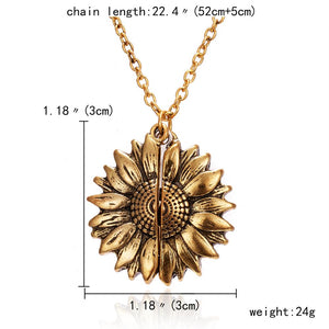 2020 Gold Silver Color Open Locket Necklace Engraved You Are My Sunshine Sunflower Pendant Necklace Unique Party Jewelry Gift