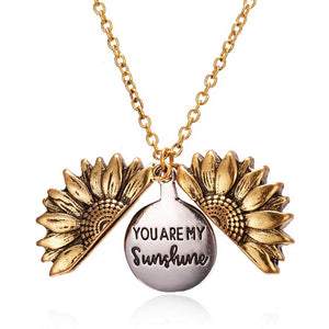 2020 Gold Silver Color Open Locket Necklace Engraved You Are My Sunshine Sunflower Pendant Necklace Unique Party Jewelry Gift