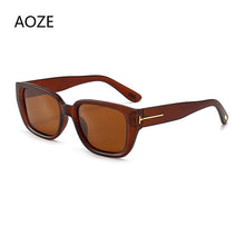 Load image into Gallery viewer, 2023  Tom sunglasses female rectangle transparent frame brand designer retro sunglasses unisex square brown UV400
