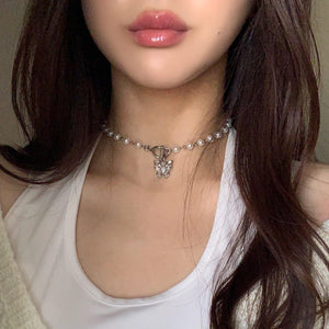 2020 Kpop Double layer Chain Gold fashion Choker cute romantic women pearl pendant necklace girl jewelry Collar