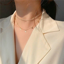 Carica l&#39;immagine nel visualizzatore di Gallery, 2020 Kpop Double layer Chain Gold fashion Choker cute romantic women pearl pendant necklace girl jewelry Collar