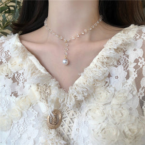 2020 Kpop Double layer Chain Gold fashion Choker cute romantic women pearl pendant necklace girl jewelry Collar