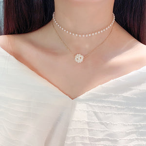 2020 Kpop Double layer Chain Gold fashion Choker cute romantic women pearl pendant necklace girl jewelry Collar