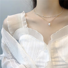 Carica l&#39;immagine nel visualizzatore di Gallery, 2020 Kpop Double layer Chain Gold fashion Choker cute romantic women pearl pendant necklace girl jewelry Collar