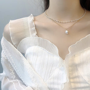 2020 Kpop Double layer Chain Gold fashion Choker cute romantic women pearl pendant necklace girl jewelry Collar